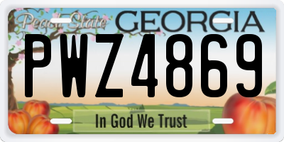 GA license plate PWZ4869