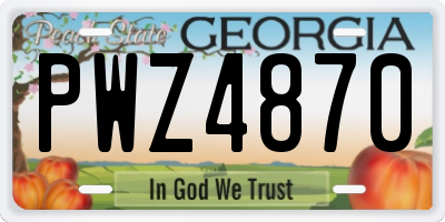 GA license plate PWZ4870