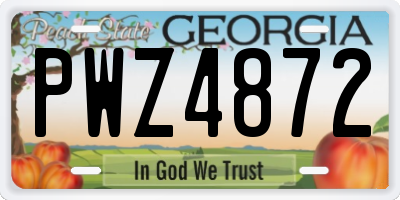 GA license plate PWZ4872