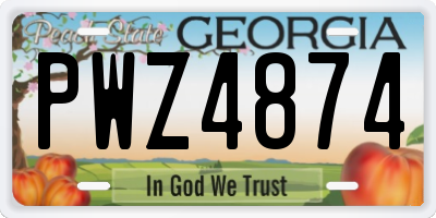 GA license plate PWZ4874