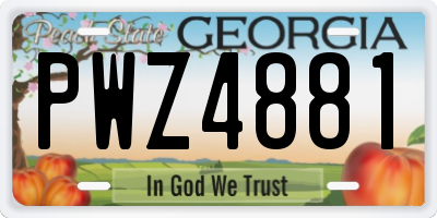 GA license plate PWZ4881