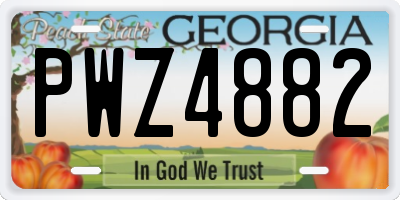 GA license plate PWZ4882