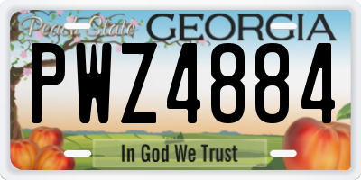 GA license plate PWZ4884