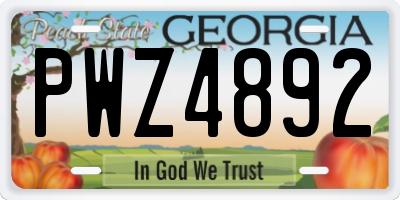 GA license plate PWZ4892