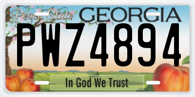 GA license plate PWZ4894