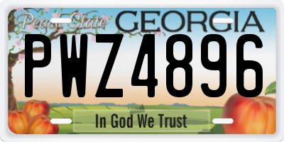 GA license plate PWZ4896