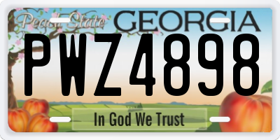 GA license plate PWZ4898