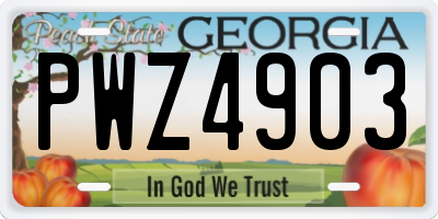 GA license plate PWZ4903