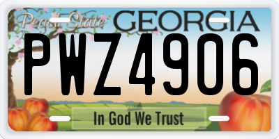 GA license plate PWZ4906