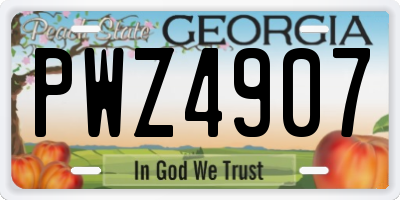 GA license plate PWZ4907