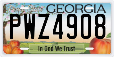 GA license plate PWZ4908