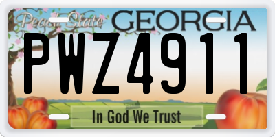 GA license plate PWZ4911