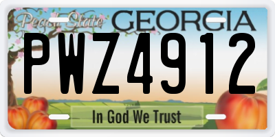 GA license plate PWZ4912