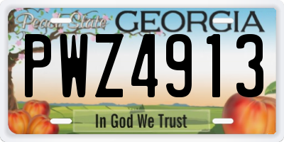 GA license plate PWZ4913