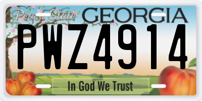GA license plate PWZ4914