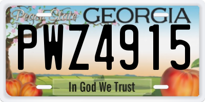 GA license plate PWZ4915