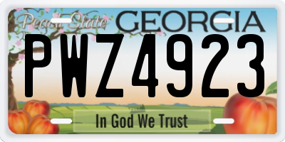 GA license plate PWZ4923