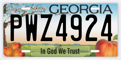 GA license plate PWZ4924