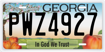 GA license plate PWZ4927