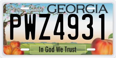 GA license plate PWZ4931