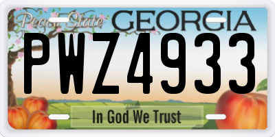 GA license plate PWZ4933