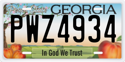 GA license plate PWZ4934