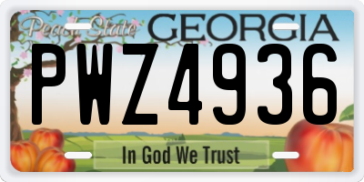 GA license plate PWZ4936