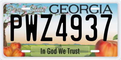 GA license plate PWZ4937
