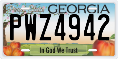 GA license plate PWZ4942