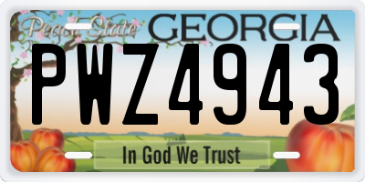 GA license plate PWZ4943