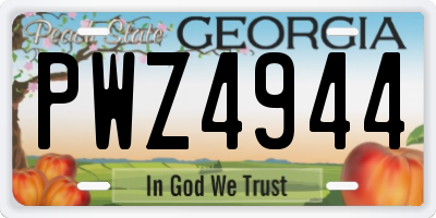 GA license plate PWZ4944