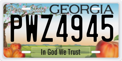 GA license plate PWZ4945