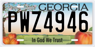 GA license plate PWZ4946