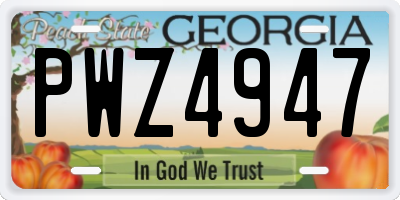 GA license plate PWZ4947