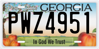 GA license plate PWZ4951