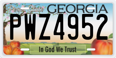 GA license plate PWZ4952