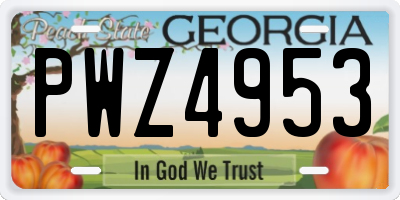 GA license plate PWZ4953