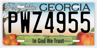 GA license plate PWZ4955