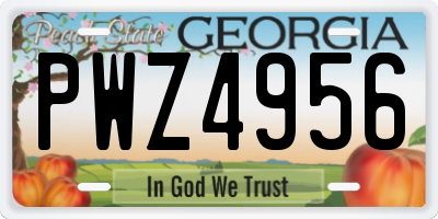 GA license plate PWZ4956