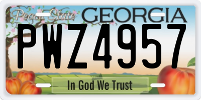 GA license plate PWZ4957