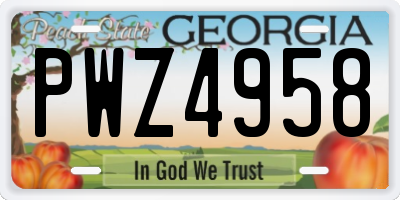 GA license plate PWZ4958