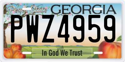 GA license plate PWZ4959