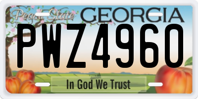 GA license plate PWZ4960