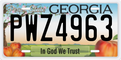GA license plate PWZ4963