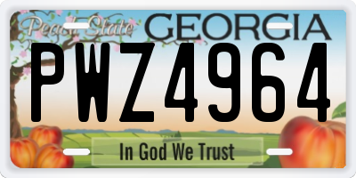 GA license plate PWZ4964