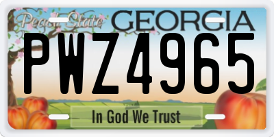 GA license plate PWZ4965