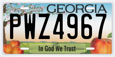 GA license plate PWZ4967