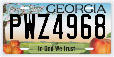 GA license plate PWZ4968
