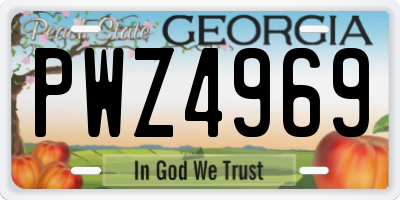 GA license plate PWZ4969