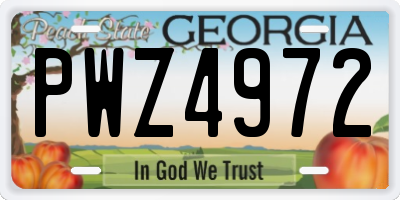 GA license plate PWZ4972
